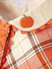 Girls Plaid Pumpkin Shirt Dress - Autumn Adventures