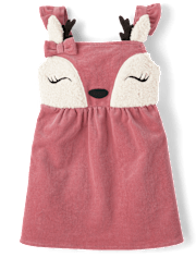 Girls Embroidered Deer Corduroy Jumper - Country Charm