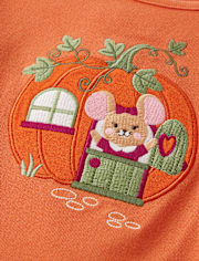 Girls Embroidered Mouse Pumpkin Top - Autumn Adventures