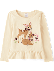 Top Niña Bordado Ciervo Peplum - Country Charm