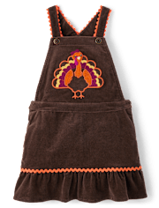 Girls Embroidered Turkey Ruffle Skirtall - Autumn Adventures