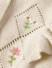 Cárdigan Niña Bordado Floral Diamantes - Country Charm