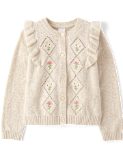 Cárdigan Niña Bordado Floral Diamantes - Country Charm