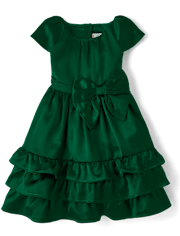 Girls Ruffle Bow Fit And Flare Dress - All Dressed Up