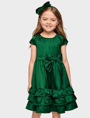 Girls Ruffle Bow Fit And Flare Dress - All Dressed Up