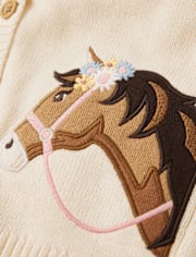 Cárdigan Chal Niña Bordado Caballo - Country Charm