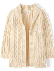 Girls Cable Knit Long Shawl Cardigan - Country Charm