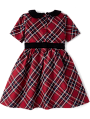 Girls Plaid Bow Fit And Flare Dress - All Dressed Up