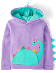 Girls Embroidered Dino Fleece Hoodie - Classroom Cutie