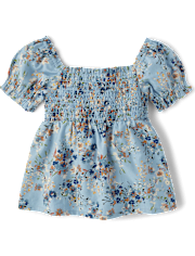 Top Niña Franela Floral Fruncido - Country Charm