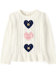 Fille Heart Argyle à basque Chandails - Classroom Cutie