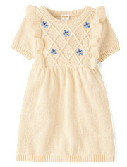 Girls Embroidered Floral Sweater Dress - Country Charm