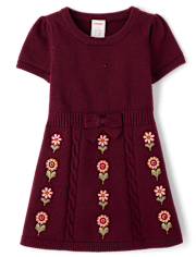 Fille Brodé Floral tricot câblé Robe chandail - Country breloque