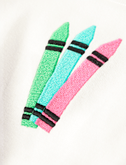 Girls Embroidered Crayon Fit And Flare Dress - Classroom Cutie