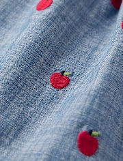 Girls Embroidered Apple Chambray Skort - Classroom Cutie