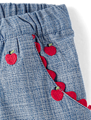 Girls Embroidered Apple Chambray Skort - Classroom Cutie