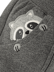 Boys Embroidered Raccoon Fleece Jogger Pants - Country Charm
