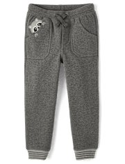 Boys Embroidered Raccoon Fleece Jogger Pants - Country Charm
