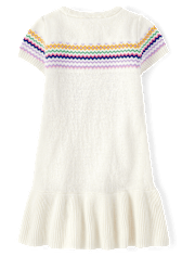 Girls Intarsia School Supplies Peplum Sweater Dress - Classroom Cutie