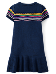 Vestido tipo suéter con peplum para útiles escolares en intarsia para niñas - Classroom Cutie