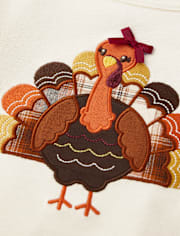 Girls Embroidered Turkey Top - Autumn Adventures