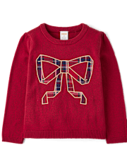 Girls Embroidered Bow Sweater - All Dressed Up