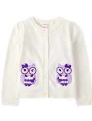 Girls Embroidered Owl Cardigan - Classroom Cutie
