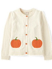 Cardigans brodés citrouilles pour fille - Aventures d'automne