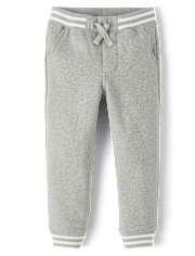 Boys Striped Cuff Fleece Jogger Pants - Little Essentials