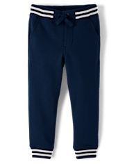 Boys Striped Cuff Fleece Jogger Pants - Little Essentials