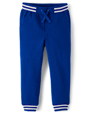 Boys Striped Cuff Fleece Jogger Pants - Little Essentials