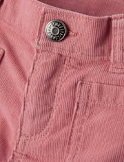 Girls Patch Pocket Stretch Corduroy Wide Leg Pants - Little Essentials