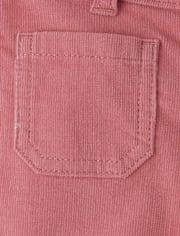 Girls Patch Pocket Stretch Corduroy Wide Leg Pants - Little Essentials