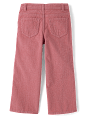 Girls Patch Pocket Stretch Corduroy Wide Leg Pants - Little Essentials