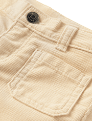 Girls Patch Pocket Stretch Corduroy Wide Leg Pants - Little Essentials
