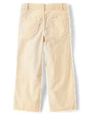 Girls Patch Pocket Stretch Corduroy Wide Leg Pants - Little Essentials