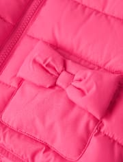 Girls Quilted Bow Puffer Vest - Little Essentials