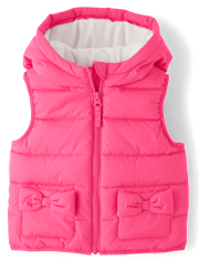 Girls Quilted Bow Puffer Vest - Little Essentials