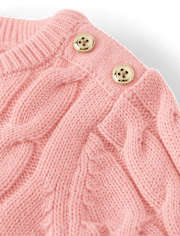 Girls Cable Knit Button Sweater - Little Essentials