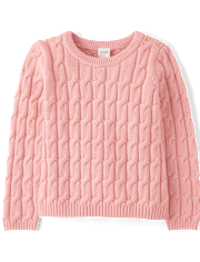 Girls Cable Knit Button Sweater - Little Essentials
