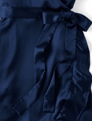 Womens Mommy And Me Ruffle Wrap Dress - Royal Christmas