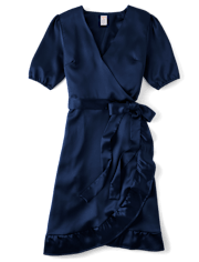 Womens Mommy And Me Ruffle Wrap Dress - Royal Christmas