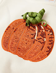 Girls Sequin Pumpkin Top - Autumn Adventures