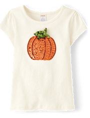 Girls Sequin Pumpkin Top - Autumn Adventures