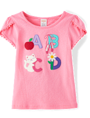 Haut tulipe brodé avec lettres pour fille - Classroom Cutie