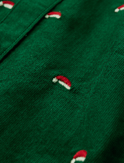 Boys Schiffli Santa Hat Corduroy Button Up Shirt - All Dressed Up
