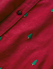 Boys Schiffli Christmas Tree Corduroy Button Up Shirt - All Dressed Up