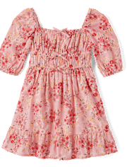 Fille Floral Boucle Ruffle Robes - Country breloque