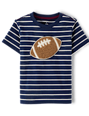Haut de football brodé à rayures pour garçons - Classroom Cutie