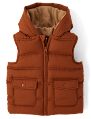 Boys orange puffer vest clearance